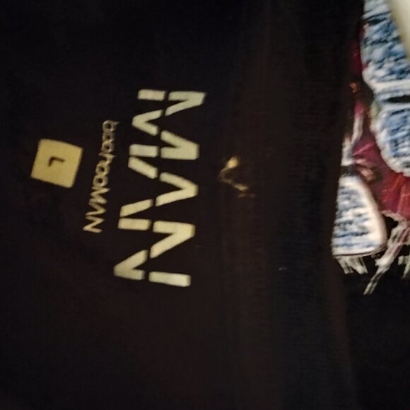 Men's Black Oversized Large Boohoo Man Puff Graphic T-Shirt - Picture 4 of 5